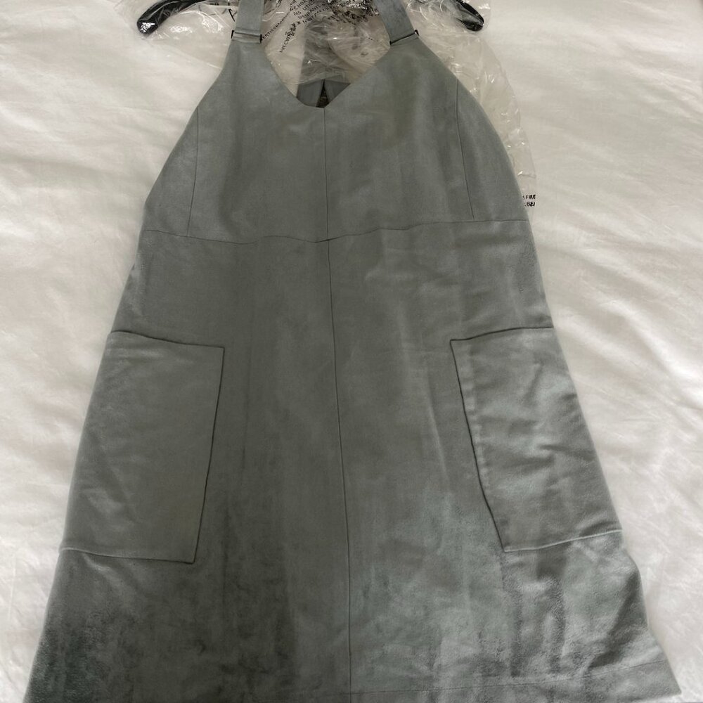 NWT BCBG Maxazria Abbott Grey Faux-Suede Dress M - Picture 5 of 6